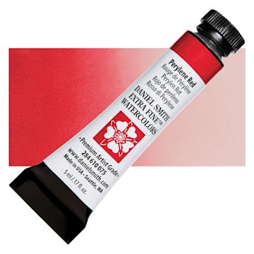 Open in modal - Daniel Smith Extra Fine Watercolor - Perylene Red, 5 ml, Tube and swatch