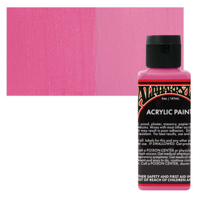 Alpha6 Alphakrylic Acrylic Paint - Hot Pink, 5 oz (swatch and bottle)