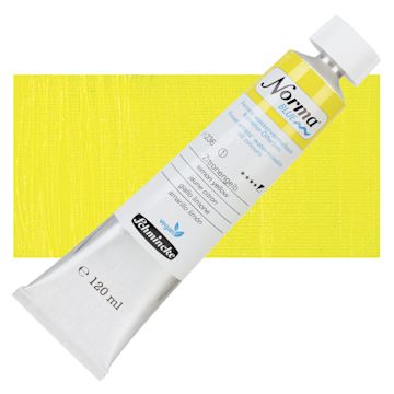 Open in modal - Schmincke Norma Blue Water-Mixable Oil Paint - Lemon Yellow, 120 ml tube and swatch