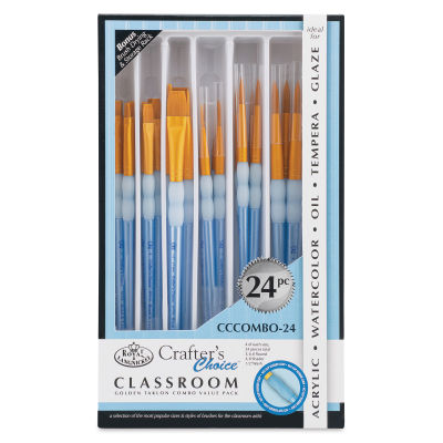 Royal & Langnickel Crafter's Choice Golden Taklon Classroom Pack - Round, Shader and Wash, Pkg of 24