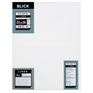 Blick Studio Belgian Linen Stretched Canvas - Front view of packaged 3/4" profile canvas