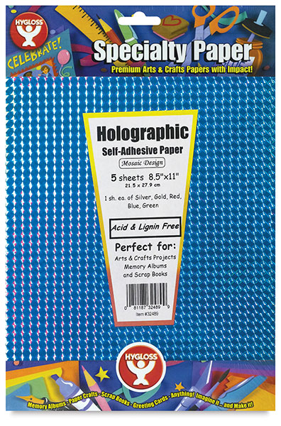 Hygloss holographique Papier Autocollant, Silver, 8.5 x 11