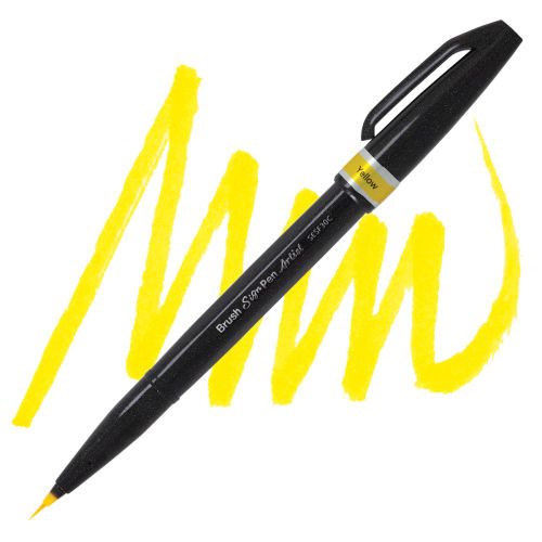 Pentel Arts Micro Brush Tip Sign Pen - Yellow