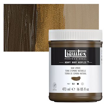 Open in modal - Liquitex Heavy Body Artist Acrylic - Raw Umber, 16 oz Jar and swatch