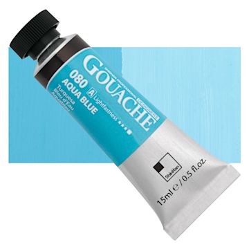 Open in modal - ShinHan Professional Designers Gouache - Aqua Blue, 15 ml tube and swatch