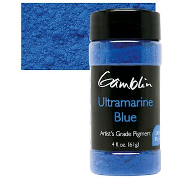 Open in modal - Gamblin Artist's Grade Pigment - Ultramarine Blue, 4 oz bottle and swatch