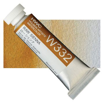 Open in modal - Holbein Artists' Watercolor - Raw Sienna, 15 ml tube and swatch