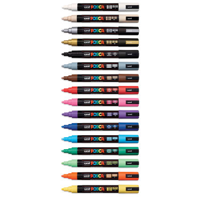 Uni Posca Paint Markers - Basic Colors, Set of 16, Medium Tip, 2.5 mm (Out of package)