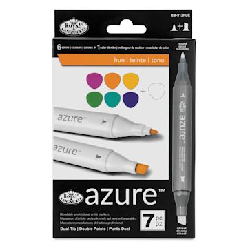 Open in modal - Royal & Langnickel Azure Dual Tip Markers - Set of 7, Hue Colors, front of the packaging