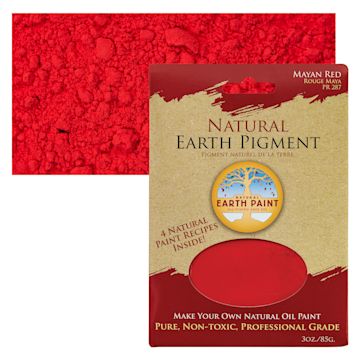 Open in modal - Natural Earth Paint Earth & Mineral Pigment - Mayan Red, 3 oz package and swatch