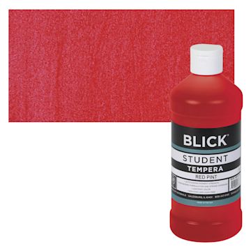 Open in modal - Blick Original Formula Student Tempera Paint - Red, 16 oz bottle and swatch