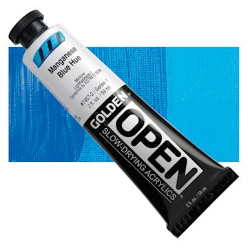 Open in modal - Golden Open Acrylic - Manganese Blue Hue, 2 oz Tube and swatch