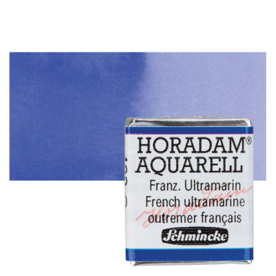 Schmincke Horadam Aquarell Artist Watercolor - French Ultramarine, Half Pan with Swatch