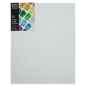 Liquitex Basics Stretched Cotton Canvas Pack - 16" x 20", Pkg of 3 (Front of package)
