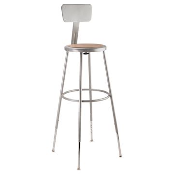 Open in modal - National Public Seating Corp Adjustable Stool with Backrest - Gray, 31" to 39", side