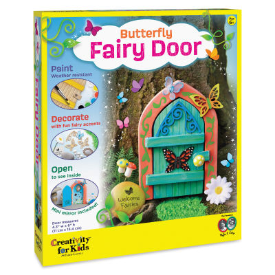 Creativity for Kids Butterfly Fairy Door Kit (front of packaging, angled view)