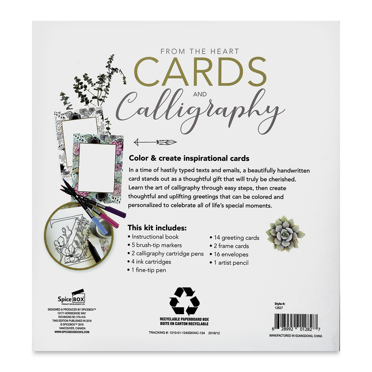 SpiceBox Adult Art Craft ＆ Hobby Kits Sketch Plus Cards ＆ Calligraphy, 14  Greeting Cards to Customize, Art Kit for Adult