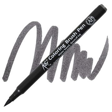 Open in modal - Sakura Koi Coloring Brush Pen - Dark Warm Gray pen and swatch
