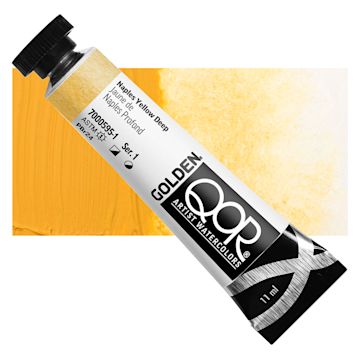 Open in modal - QoR Modern Watercolor - Naples Yellow Deep, 11 ml tube and swatch