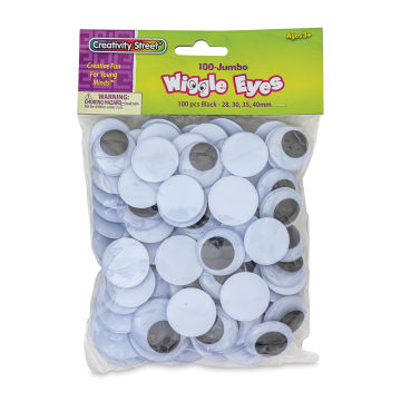 Creativity Street Large Wiggle Eyes - Black, Assorted Sizes, Round, Pkg of 100