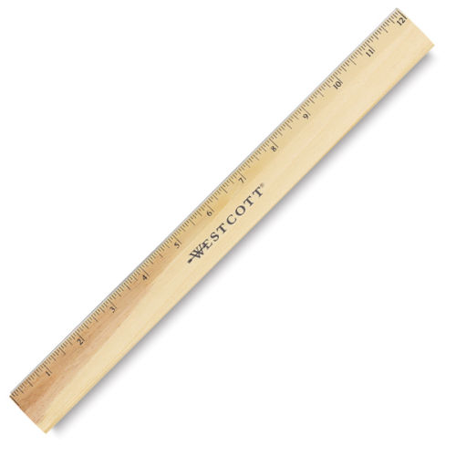 Westcott Ruler with Single Metal Edge - , 12, Wood with Single Metal Edge