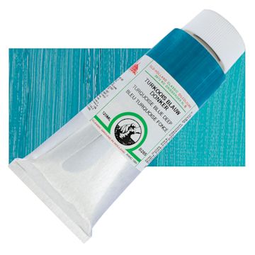 Open in modal - Old Holland Classic Oil Color - Turquoise Blue Deep, 125 ml tube and swatch