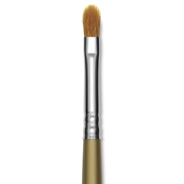 Open in modal - Mayco Overglaze Natural and Synthetic Blend Brush - Oval Shader Gold, Short Handle, Size 6, close-up