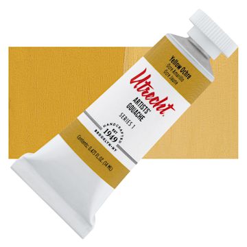 Open in modal - Utrecht Artists' Gouache - Yellow Ochre, 14 ml tube and swatch