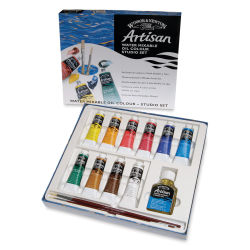 Winsor & Newton Artisan Water Mixable Oil Paint - Studio Set, Set of 10 Colors, 37 ml, Tubes (Set contents shown with packaging)