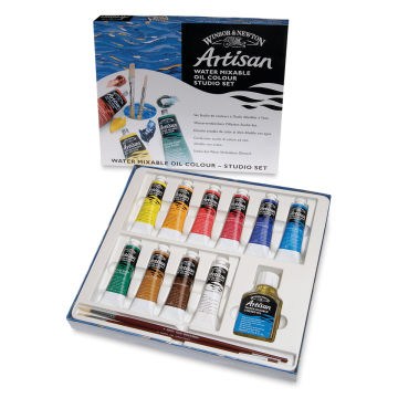 Winsor & Newton Artisan Water Mixable Oil Paint - Studio Set of 10 Colors shown in open package