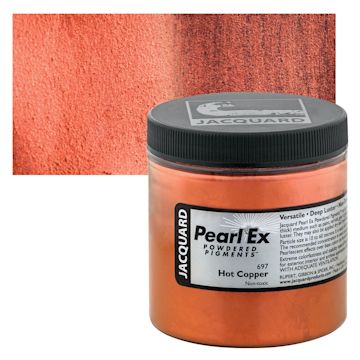 Open in modal - Jacquard Pearl-Ex Pigment - Hot Copper, 4 oz, Jar and swatch