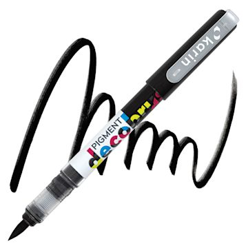 Open in modal - Karin Pigment Decobrush Marker - Black marker and swatch