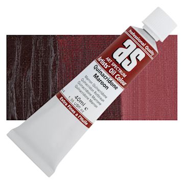 Open in modal - Art Spectrum Artists' Oil Paint - Quinacridone Maroon, 40 ml tube and swatch