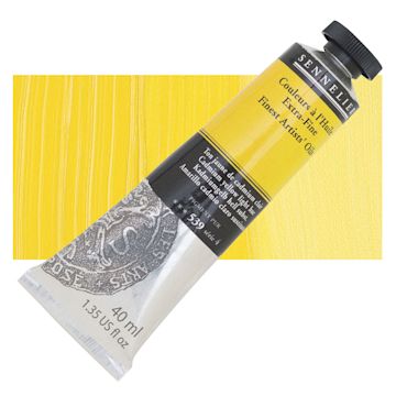 Open in modal - Sennelier Artists' Extra Fine Oil Paint - Cadmium Yellow Light Hue, 40 ml tube and swatch