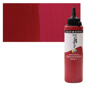 Daler-Rowney System3 Fluid Acrylics - Cadmium Red Deep Hue, 250 ml with swatch