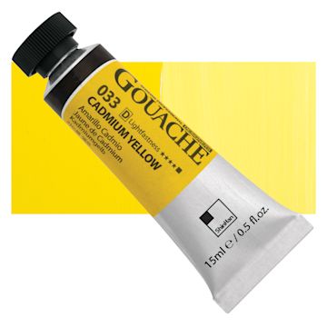 Open in modal - ShinHan Professional Designers Gouache - Cadmium Yellow, 15 ml tube and swatch