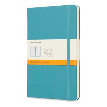 Open in modal - Moleskine Classic Hardcover Notebook - Reef Blue, Ruled, 8-1/4" x 5"