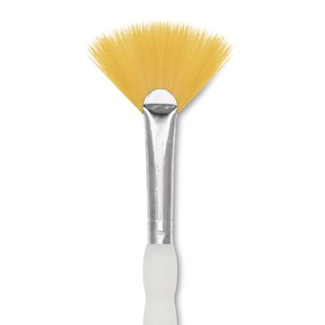 Open in modal - Royal & Langnickel Soft Grip Golden Taklon Brush - Fan, Short Handle, Size 6, close-up