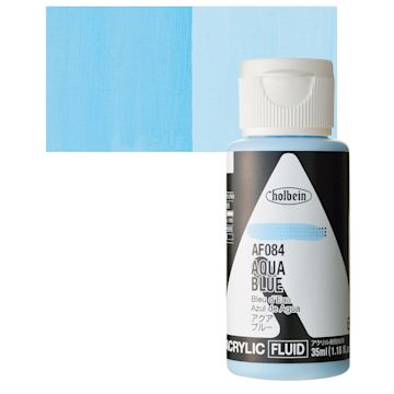 Open in modal - Holbein Fluid Acrylic Paint - Aqua Blue, 35 ml Bottle and swatch