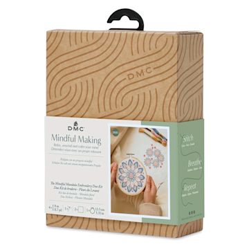 Open in modal - DMC Mindful Making Embroidery Duo Kit - Mandala - front of packaging, angled