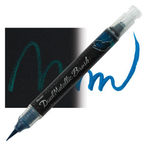 Pentel Arts Dual Metallic Brush Pen - Blue/Metallic Green