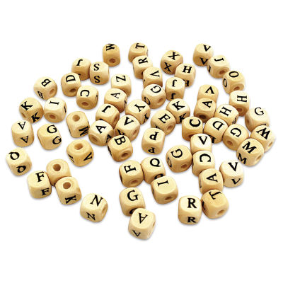 Krafty Kids Wood Alphabet Beads - Natural, 10 mm, Package of 60 | BLICK ...