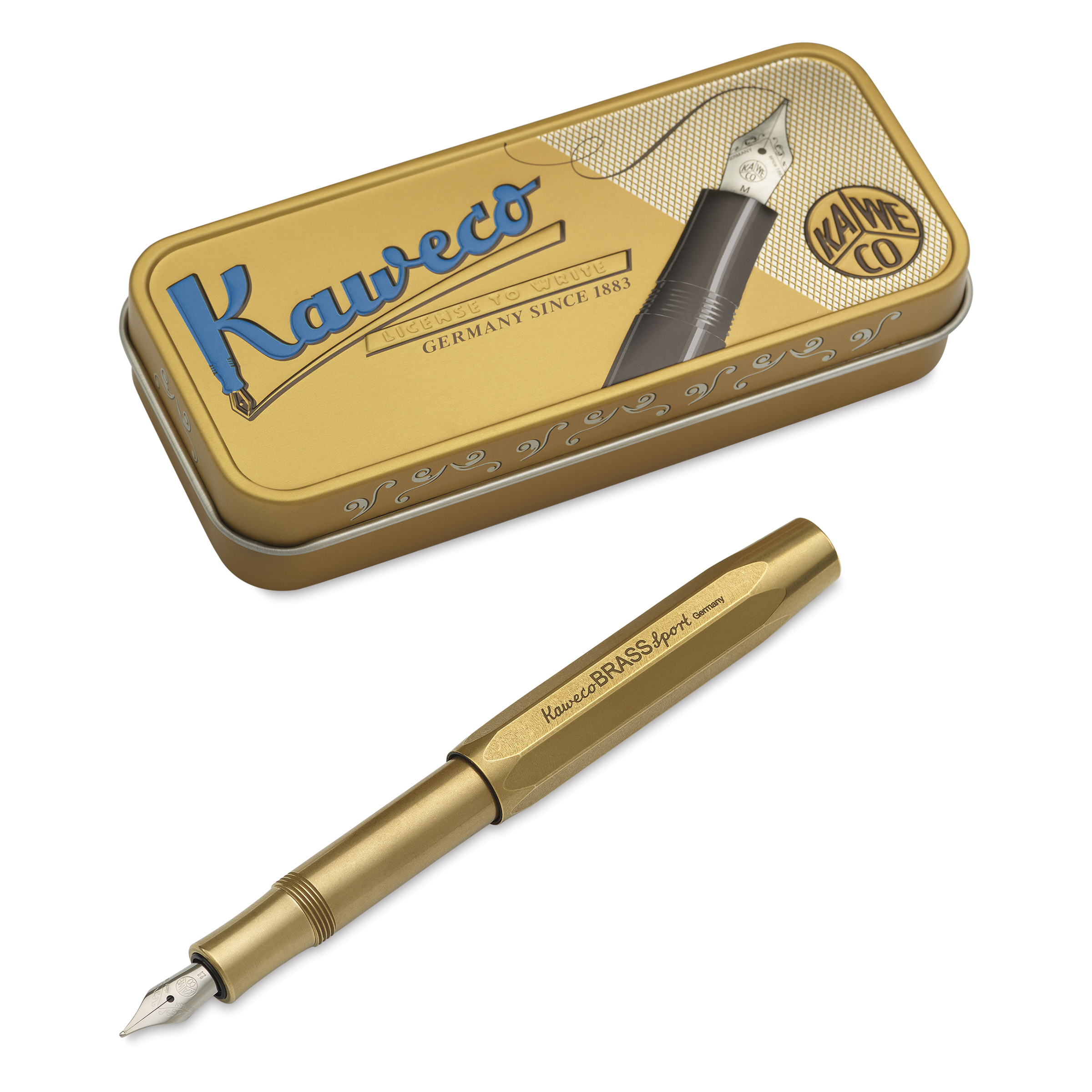 Kaweco Brass Sport Fountain Pen - Medium Nib, Blue Ink | BLICK Art