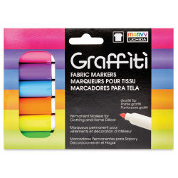 Marvy Uchida Graffiti Fabric Markers - Set of 6, Fluorescent Colors