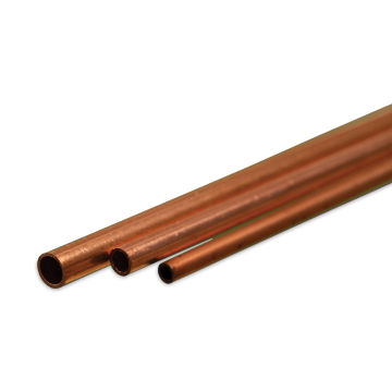 K&S Bendable Metal Shape - Copper, Round Tube, 3/32", 1/8", 5/32", Pkg of 3 (contents)