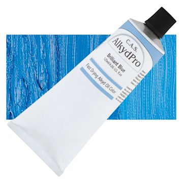 Open in modal - CAS AlkydPro Fast-Drying Alkyd Oil Color - Brilliant Blue, 120 ml tube and swatch