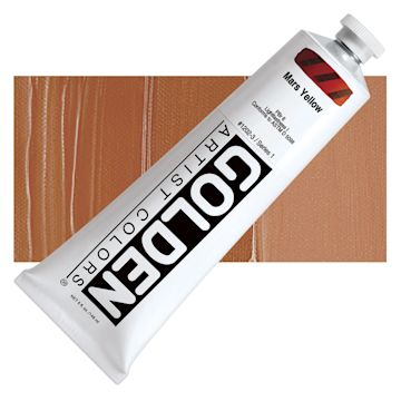 Open in modal - Golden Heavy Body Artist Acrylic - Mars Yellow, 5 oz tube and swatch