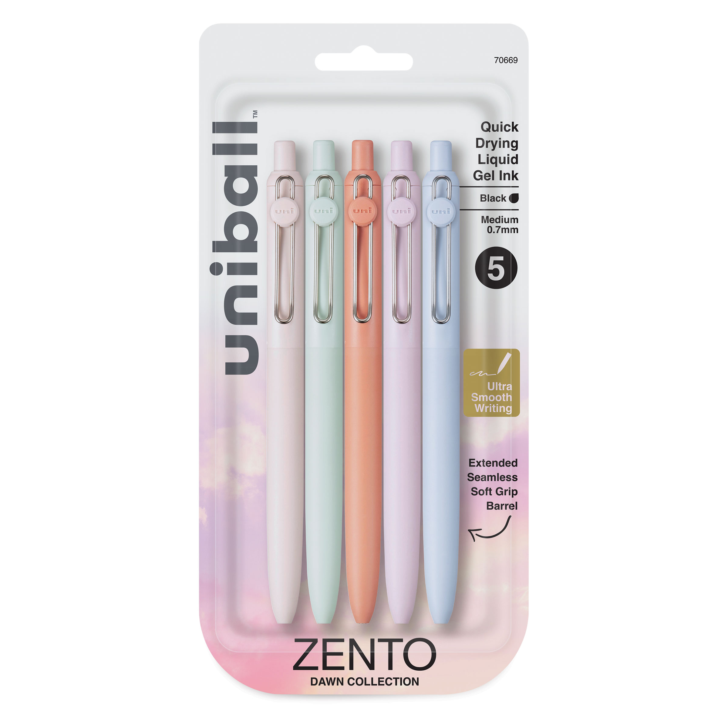 Uni-Ball Zento Gel Pens - Set of 5, Dawn, 0.7 mm | BLICK Art Materials