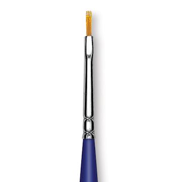 Open in modal - Blick Scholastic Golden Taklon Brush - Flat, Long Handle, Size 0 close up