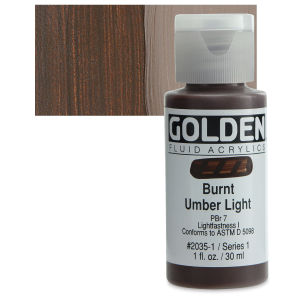 Golden Fluid Acrylics - Burnt Umber Light, 1 oz bottle